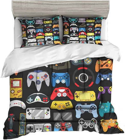Sunnycitron Gamer Comforter Set for Boys Bedding Gaming Comforter Sets for Boys Gamer Bedding Sets Boys Comforter Sets Full Size Bed Set Teen Boy Room Decor,1 Comforter 2 Pillowcases