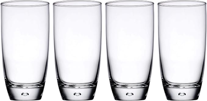 Glaver's Highball Glasses Set Of 4, 16 Oz. Drinking Glasses, Unique Water Glass Cups For Juice, Cocktails, Soda, Heavy Bottom Tumbler Glass