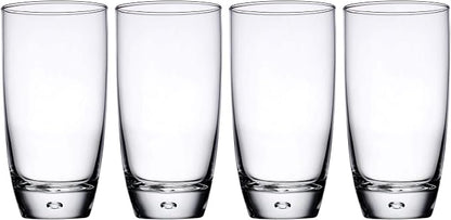 Glaver's Highball Glasses Set Of 4, 16 Oz. Drinking Glasses, Unique Water Glass Cups For Juice, Cocktails, Soda, Heavy Bottom Tumbler Glass