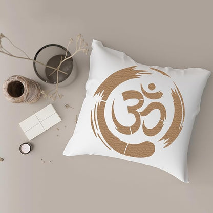 FINGERINSPIRE Om Symbol Stencil with Paint Brush 11.8x11.8 inch Yoga Zen Circle Pattern Template Yoga Om Symbols Craft Stencil for Painting on Wall Wood Floor Tile Canvas Fabric Furniture