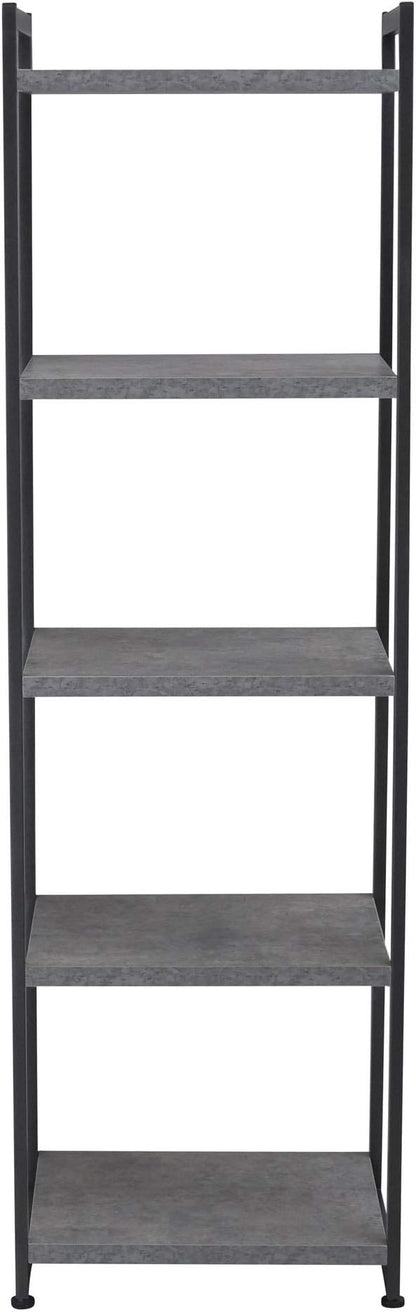 Household Essentials 5 Tier Storage Tower Shelves – Slate with Black Frame (8095-1)