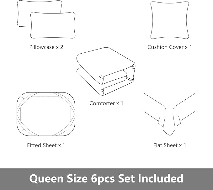 Kids Gaming Bedding Sets, 6 Piece Gamer Comforter Sets for Teens Boys Queen Size for Bedroom Comforter Set Adult 3D Gamepad Microfiber Bedding Sets Fits All Season (Queen Comforter