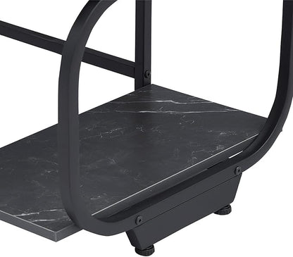 Anivia Gaming Computer Desk, Small Home Office Desk with 2 Storage Shelves, 47" Writing Desks Industrial Simple Style Wood Table Metal Frame for PC Laptop Notebook（Black） (47-B)