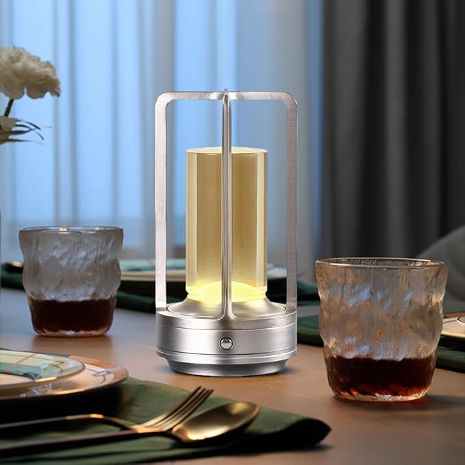 Portable Metal Desk Lamp,3-Color Touch Control, Rechargeable Battery - Ideal Bedside Lamp for Bedroom Nightstand