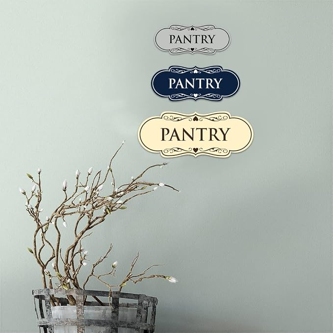 Designer Pantry Sign (Brushed Silver) - Large (5 Pack)
