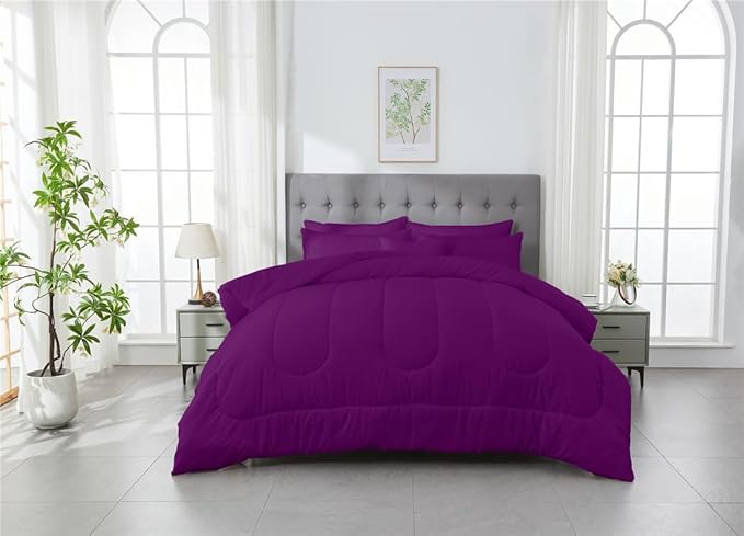 3 Piece Solid Color All Season Bedding Comforter Set Microfiber Soft Lightweight Bedding Set for Kids Teens Adults Room Decor with 1 Comforter and 2 Pillowcases Twin