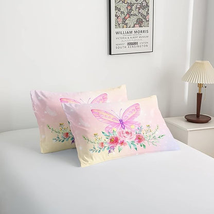 CVHOUSE Butterfly Comforter Set,Luxurious Blue Butterfly Bedding Set for Kids Teens,Blue Butterflies Comforter Butterflies Duvet Set Room Decor Quilt Set Queen Size