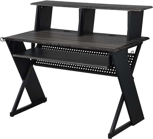 Acme Furniture Rectangular Music Desk Table with Earphone Rack, Black