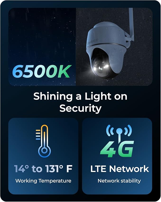 REOLINK 4K LTE Cellular Security Camera Wireless Outdoor, No WiFi, 3G/4G LTE, Solar Powered, SIM Card+32GB SD Card Included, Color Night Vision, Local/Cloud Storage, Go PT Ultra+SP, Updated Version