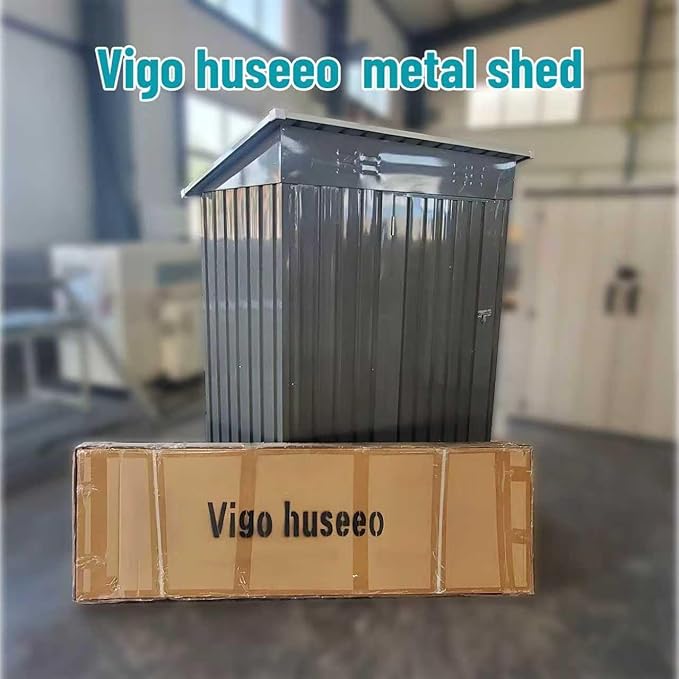 5x3x6FT Outdoor Storage Shed, Galvanized Steel Garden Shed with Lockable Door & Window, Waterproof Metal Tool Storage for Garden, Backyard, Patio, Lawn(Pitched Roof)