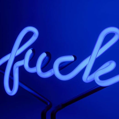 Amped & Co ® - "F*ck" Neon Desk Light, 9"x11.5" - Light Up Sign, Blue Neon Sign, Fuck Off Neon Sign - LED sign light up decor, Cool Neon Signs