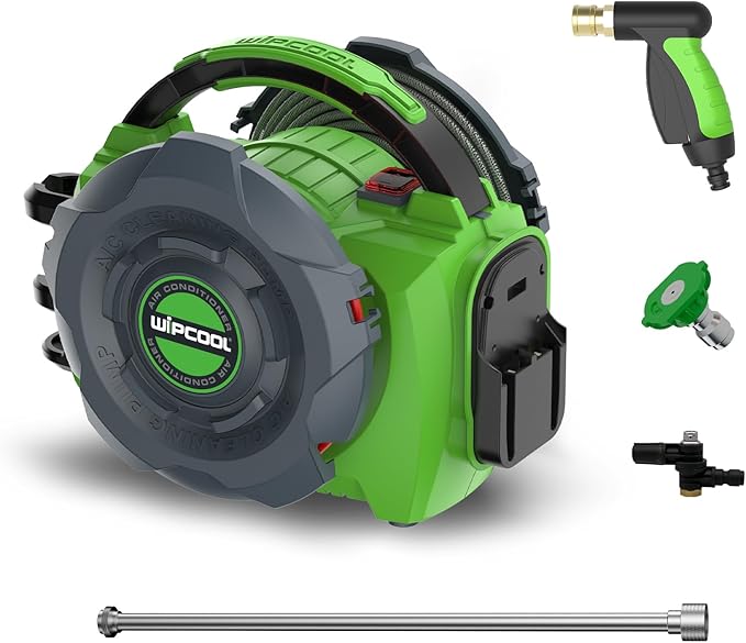 Portable HVAC Cordless Coil Cleaning Machine, 18V Lithium-Ion 80W Electric Pressure Washer Jet Cleaner, Flow Rate 4L/min 3-5/7-10 bar Dual Pressure