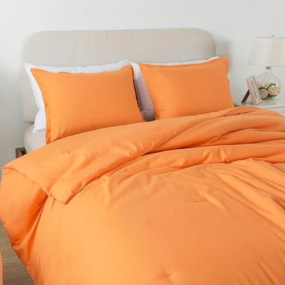 Queen Burnt Orange Comforter Set, Terracotta Skin-friendly Rust Boho Bedding Set & Collections, Breathable Fluffy Microfiber 3 PCS (90"x90") Comforter Set for All Seasons with Pillowcases