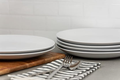 10 Strawberry Street Wazee Matte 10.5" Coupe Dinner Plate, Set of 6, White