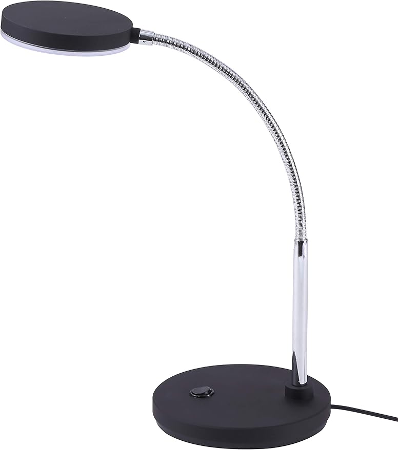 Bostitch Office LED Metal Gooseneck Desk Lamp, Flicker Free, Adjustable Head (VLED1800BK), Black