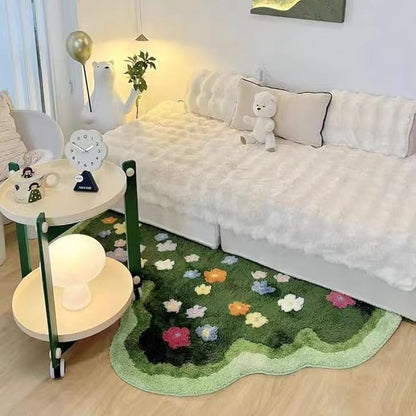 Moss Rug Lovely Green Moss Leaf Bathroom rug Non-Slip 3D Moss Carpet Washable Water Absorbent Soft Moss Carpet Bed for Bathroom Bedroom Kitchen Living Room (A, 2x4ft)