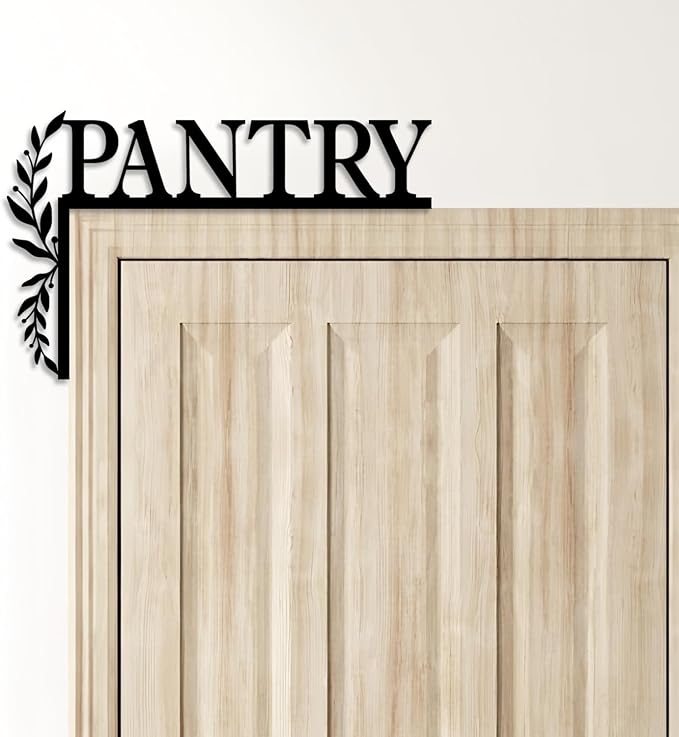 LIYOUYA Metal Pantry Flower Door Topper, door Sign, Door Corner Decor, Black Metal Wall Art, Simple Home Decor - For Kitchen (Black)