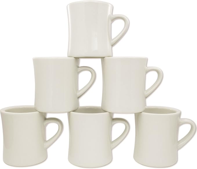 COLETTI Diner Coffee Mugs — Restaurant Coffee Mugs, Retro Coffee Mug – Sturdy & Heavy Diner Mug – Nostalgia in Every Sip [Cream, 11 oz, Set of 6]