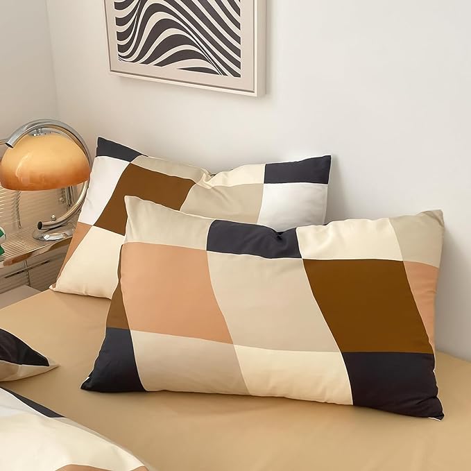 Checkerd Comforter Set King Multicolored Grid Comforter Men Women Modern Chic Checkered Bed Comforter White Black Plaid Buffalo King Bedding Comforter All Season Hotel Quality Bed Set