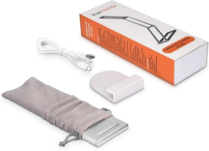 kwmobile Foldable LED Desk Lamp - Folding Portable USB Table Light with 3 Brightness Settings - for Home, Reading, Studying, Work, Travel - Silver