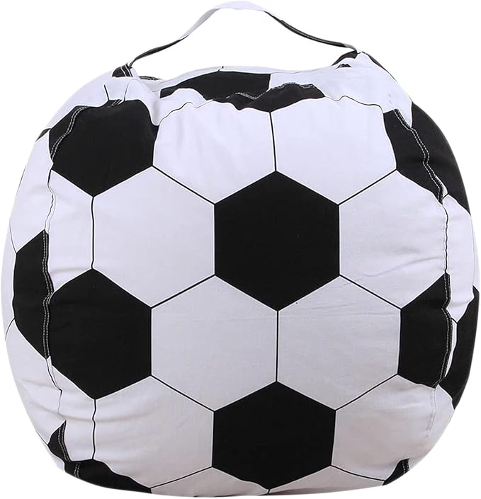 Colorful House Stuffed Animal Storage Bean Bag Chair for Kids and Adults, Lightweight Bean Storage Bag Cover for Organizing Blankets Clothes (38 inches, Football)