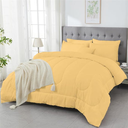 3 Piece Solid Color All Season Bedding Comforter Set Microfiber Soft Lightweight Bedding Set for Kids Teens Adults Room Decor with 1 Comforter and 2 Pillowcases Queen
