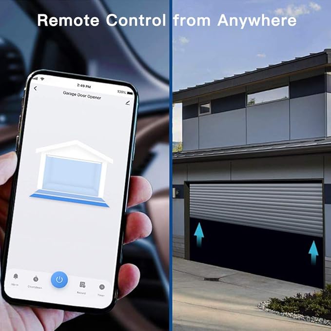 LoraTap Smart WiFi Garage Door Opener Controller, Wireless Remote Control Switch Timer Open/Close Monitor, Smart Life App Control, Voice Control, Works with Alexa and Google Home, No Hub Required