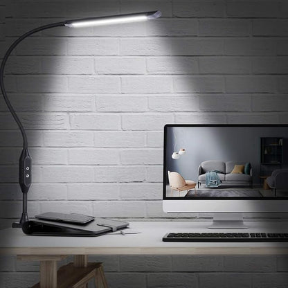 KEDSUM LED Desk Lamp with Clamp, Flexible Gooseneck Clamp Lamp with Touch & Remote Control, 10W Eye-Care Architect Desk Lamp for Office/Home, with 5 Color Modes, 5-Level Brightness & Memory Function