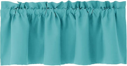 Hiasan Blackout Valance Curtains for Solid Room Darkening Rod Pocket Valances for Windows, 52 x 18 Inches Length, Turquoise, 1 Panel