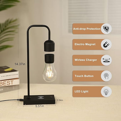 Unique Magnetic Levitating Lamp with LED Light Bulb Floating in The Air Wireless Charger Auto Control