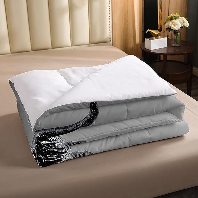 Highland Cow Bedding Set Full Size Grey Bull Cattle Comforter Set Funny Farmhouse Wildlife Animal Duvet Set for Kids Boys Girls Teens Western Cowboy Style Down Comforter Adult Bedroom Decor