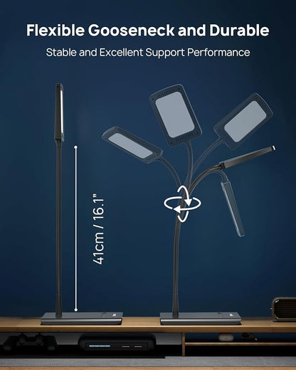 TROND Desk Lamp, Bright Dimmable Eye-Caring Table Lamp, 3 Color Modes 7 Brightness Levels, Flexible Gooseneck, Touch Control, Memory Function, Desk Light for Home Office Dorm Room Essentials