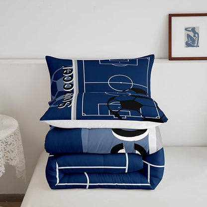 Feelyou Kids Football Comforter Set Twin Size Rugby Sports Bedding Set for Boys Girls Teens Bedroom Decor Soccer Ball Game Comforter Football Lover Duvet Set with 1 Pillow Case