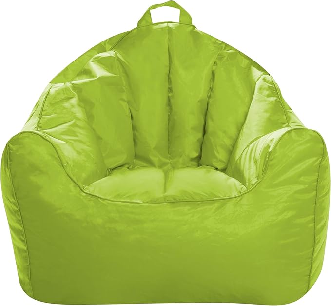 Posh Creations Structured Comfy Bean Bag Chair for Gaming, Reading, and Watching TV, Malibu Lounge, Soft Nylon-Lime
