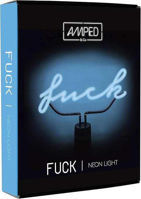 Amped & Co ® - "F*ck" Neon Desk Light, 9"x11.5" - Light Up Sign, Blue Neon Sign, Fuck Off Neon Sign - LED sign light up decor, Cool Neon Signs