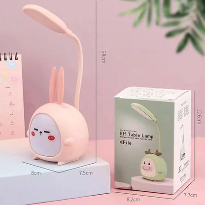 Cute Bunny Desk Lamp, Portable LED Desk Lamps with Night Light,Rabbit Foldable USB Rechargeable Reading Light for Children Boys Girls Study (Pink)