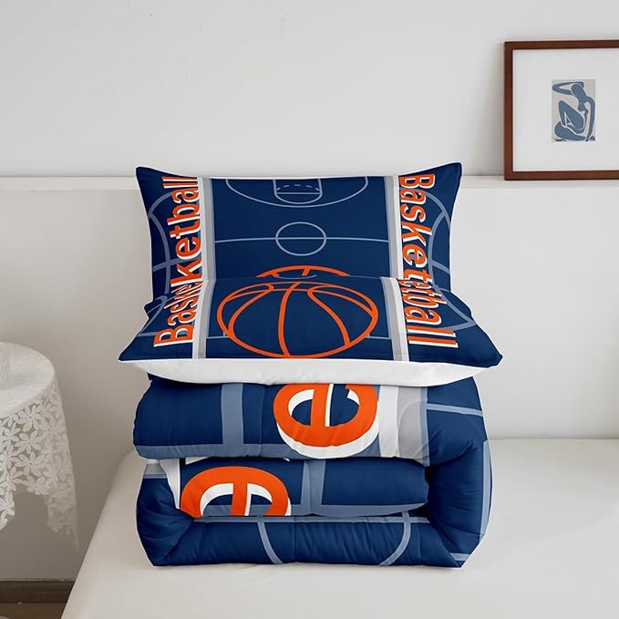 Feelyou Basketball Bedding Set Twin Size Gaming Sports Comforter Set for Kids Boys Girls Decor Ball Games Comforter Basketball Sports Duvet Set Bedroom Quilt Set