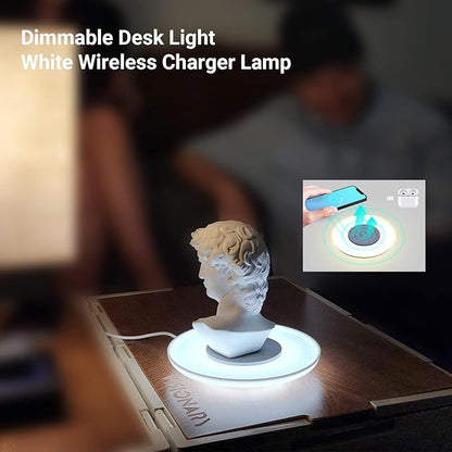 Table Lamp with Wireless Charger, Table Lamp with USB Port 2, Nightstand Lamp with Charging Station, Desk Night Light with Wireless Charger, Three-Port Plug (Table Lamp 4000K)
