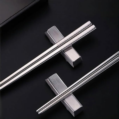 5 Pair Metal Chopsticks Reusable 18/8 Stainless Steel Chopsticks Set Non-slip Chinese Chopstick for Cooking Eating Dishwasher Safe 9.25" Chop Sticks Gift Set