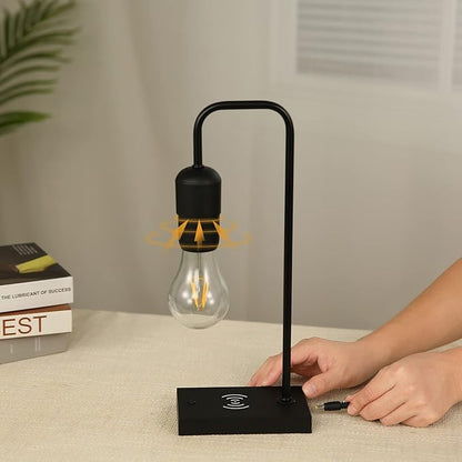 Unique Magnetic Levitating Lamp with LED Light Bulb Floating in The Air Wireless Charger Auto Control