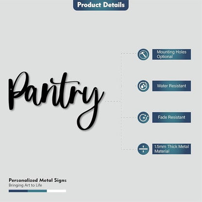 Pantry Word Sign Metal Wall Decor - Pantry Decor for Home Kitchen Restaurant Coffee Shop Store Farmhouse Wall Decor (20 inches)