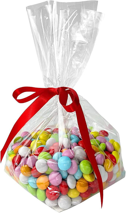 Morepack Gusseted Flat Bottom Cellophane Bags 4x4x10 In 50Pcs | with Paper Insert