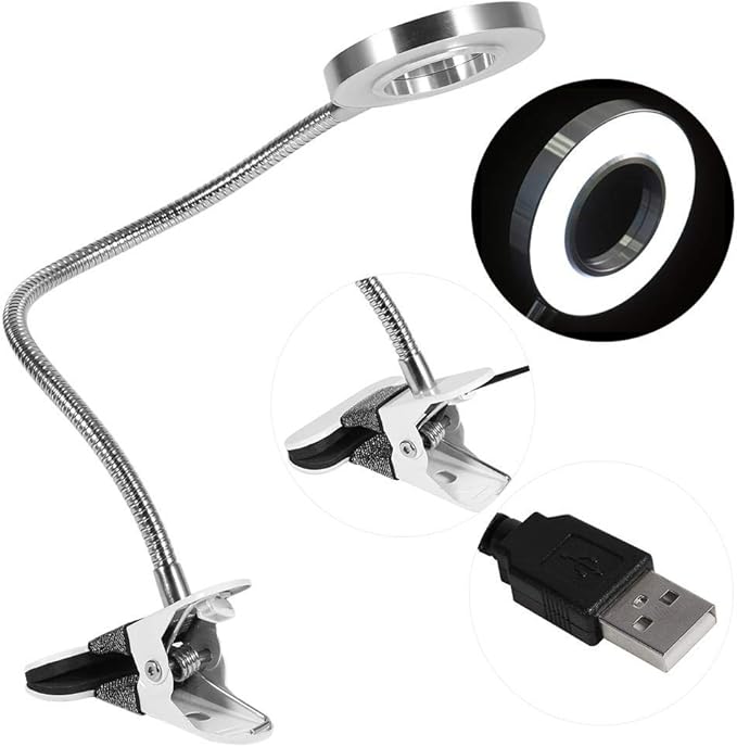 Portable Tattoo LED Lamp, LED Desk Lamp with Clamp, Warm/Cold Light LED USB with Clip for Eyebrow Tattoo Manicure Eyelash Extension and Reading