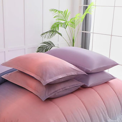 Dinjoy Girls Comforter Set Full Size Colorful Rainbow Ombre Pink Purple Light Blue Bedding Set Gradient 7 Pieces Bed in A Bag for Kids Teen Women(1 Comforter, 1 Flat Sheet, 1 Fitted Sheet)