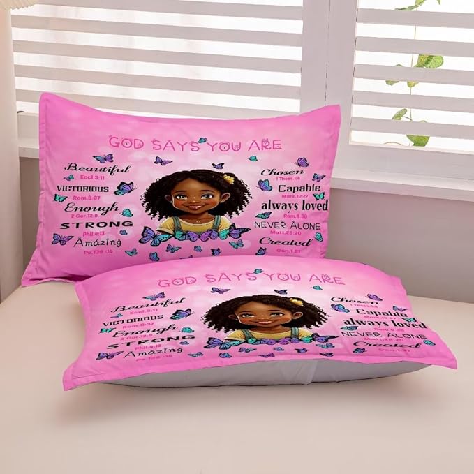 Black Girl Comforter Set Twin for Kids Teens,God Says You are Comforter Set for Black Women,Black Girl Magic Bedding Set,African American Girl Bed Bedroom Set
