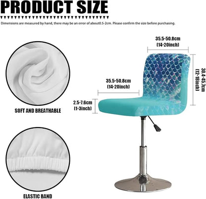 Blue Mermaid Scale Bar Stool Covers High Stool Chair Cover for Party Kitchen Club, Reusable Waterproof 2 Pcs Bar Stool Covers Decorative Covers