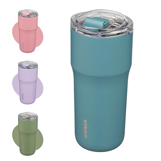 BJPKPK 24 oz Coffee Tumbler, Insulated Stainless Steel Travel Cup | Double Wall Vacuum, Leak Proof Lid, Keeps Hot/Cold/Iced, BPA Free, Dishwasher Safe, Cupholder, Haze Blue