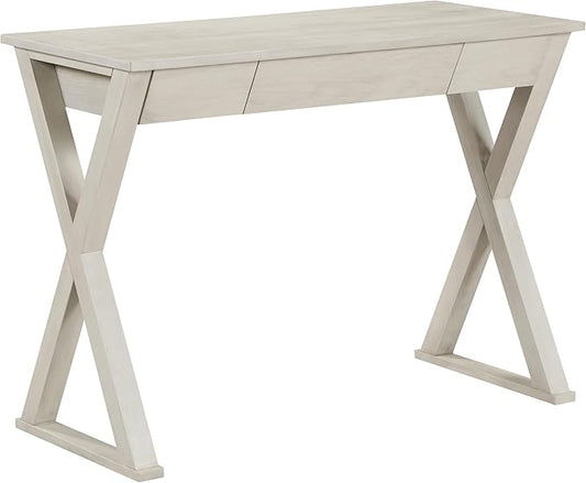 OSP Home Furnishings Marna Modern Writing Home Office Desk with Drawer, Weathered White Finish