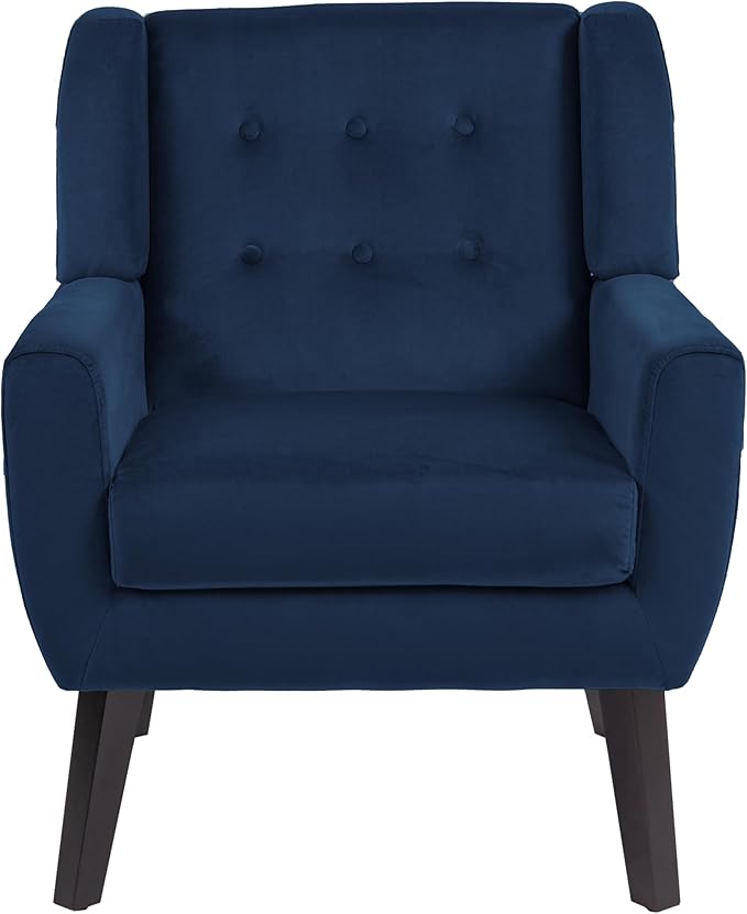 UIXE Velvet Accent Chairs Set of 2, Modern Arm Chair Mid-Century Living Room Armchair, Comfy Upholstered Button Tufted Reading Seat Bedroom Side Sitting, Royal Blue