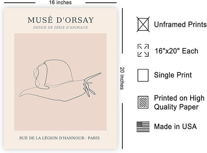 Poster Master Vintage Poster - Retro One Line Snail Drawing Print - Snail Line Art - Minimal Gift for Men, Women, Animal Lover - Abstract Wall Decor for Home, Office - 16x20 UNFRAMED Wall Art